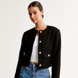 Abercrombie & Fitch Tweed Textured Blazer Jacket Black XS